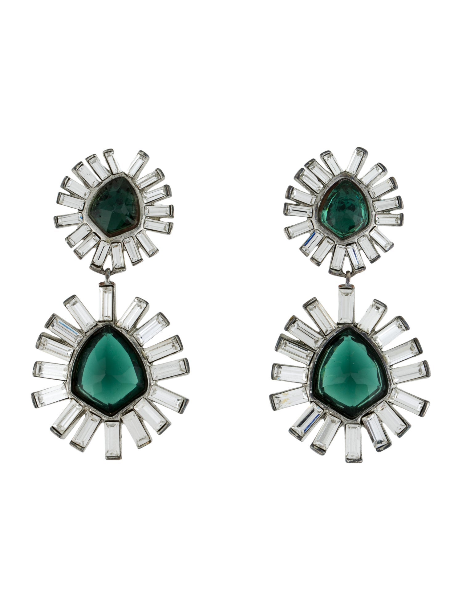 Alexis Bittar Crystal Dangle Drop Clip-On Earrings