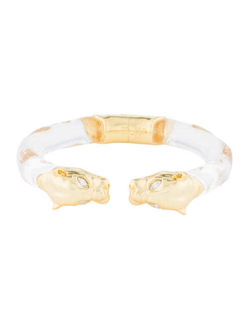Alexis Bittar Lucite & Crystal Panther Visage Cuff Bracelet
