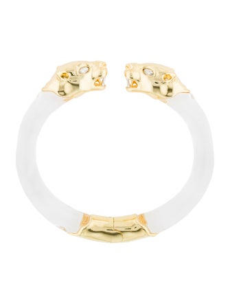 Alexis Bittar Lucite & Crystal Panther Visage Cuff Bracelet