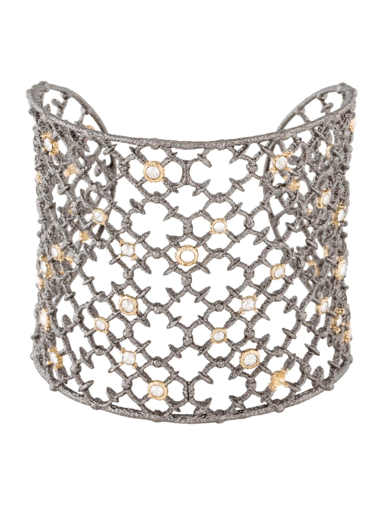 Alexis Bittar Crystal Elements Muse D'ore Two-tone Studded Lace Cuff Bracelet