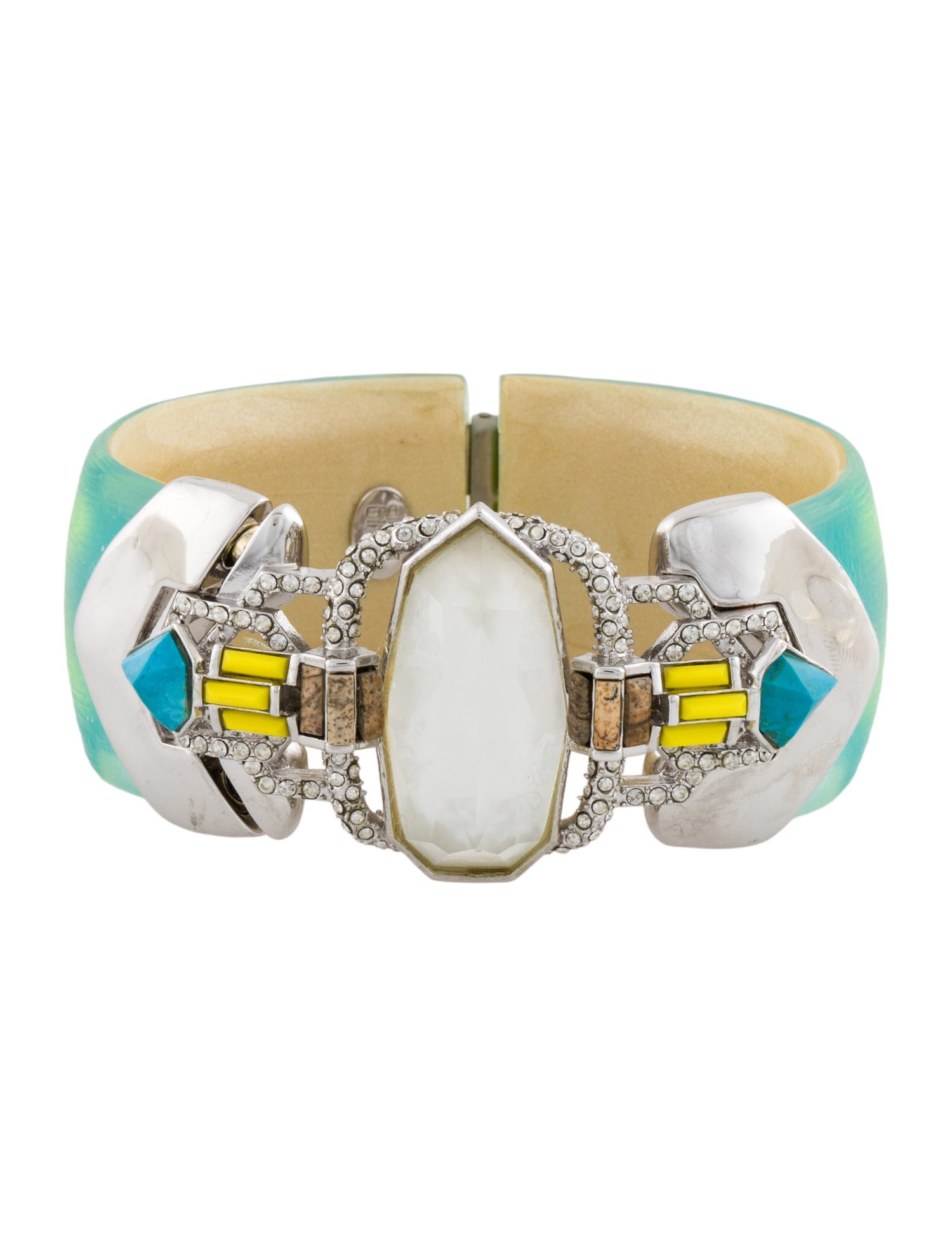 Alexis Bittar Lucite,Crystal & Multi-Stone Hinged Bangle Bracelet