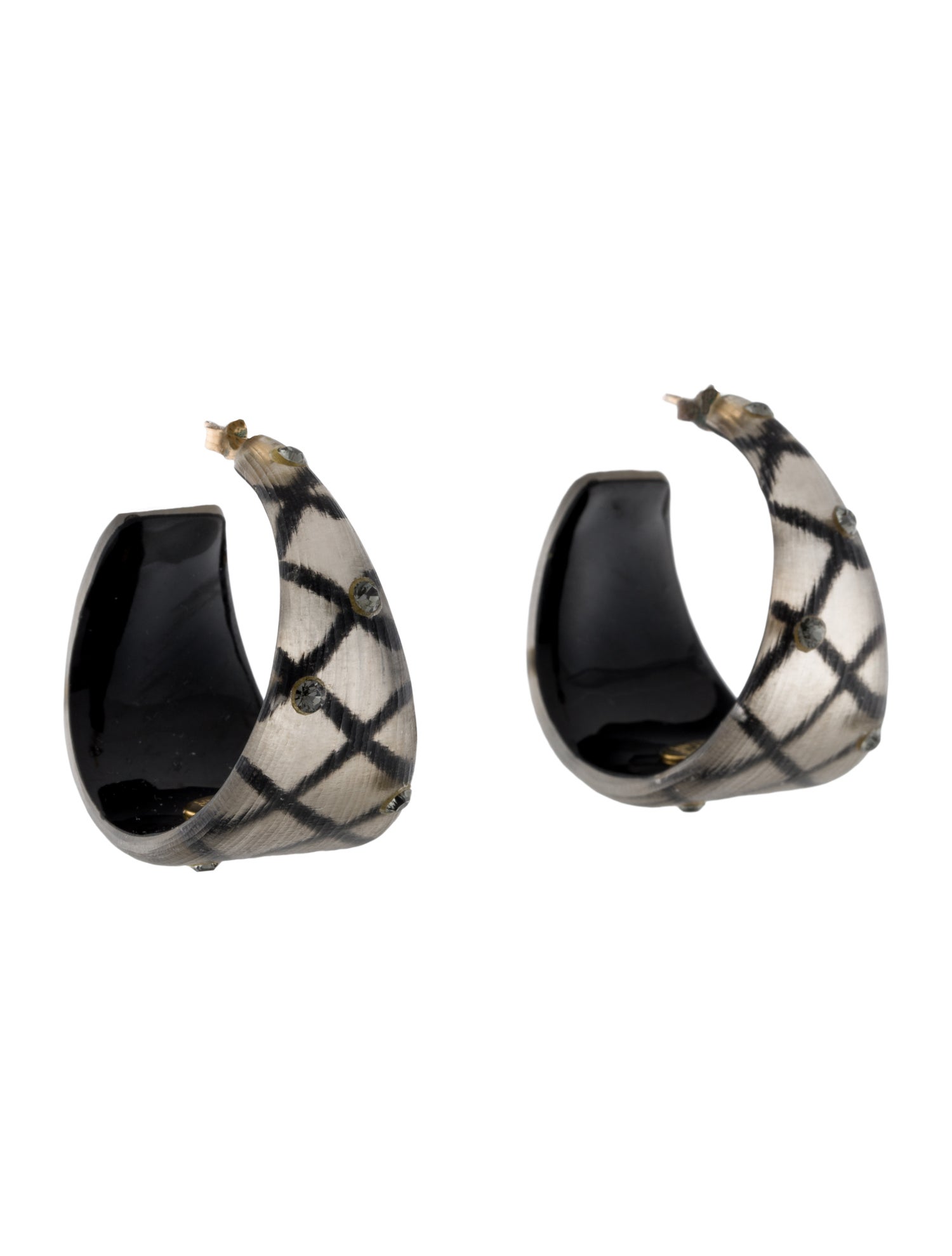 Alexis Bittar Crystal & lucite Flat Hoop Earrings