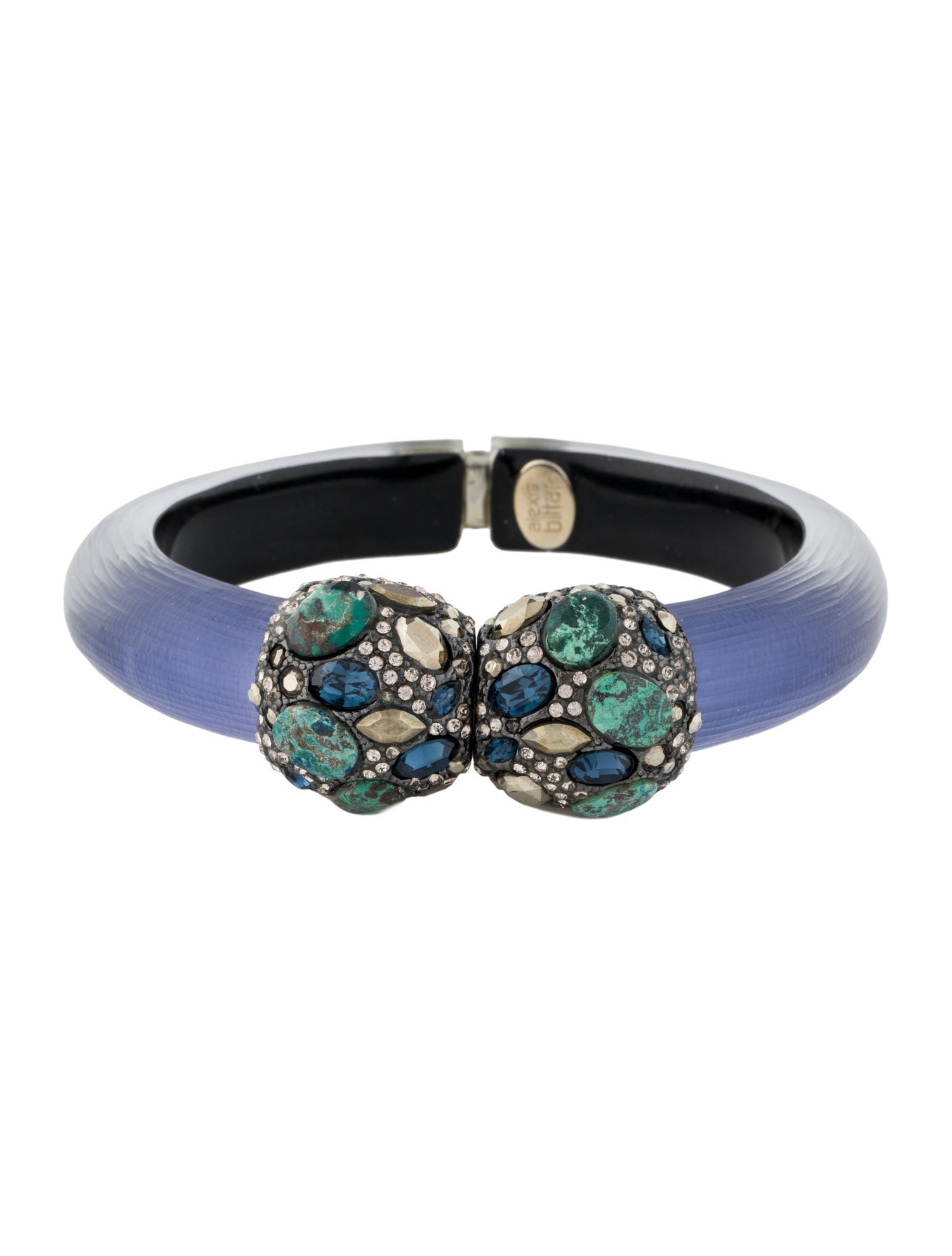 Alexis Bittar Crystal Capped Lucite Hinge Bracelet