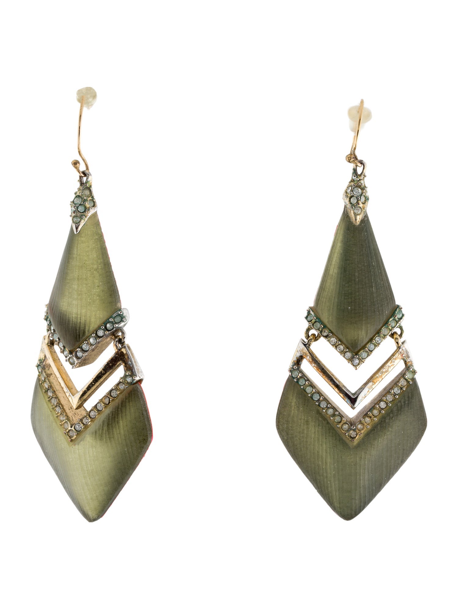 Alexis Bittar Lucite & Crystal Phoenix Deco Drop Earrings