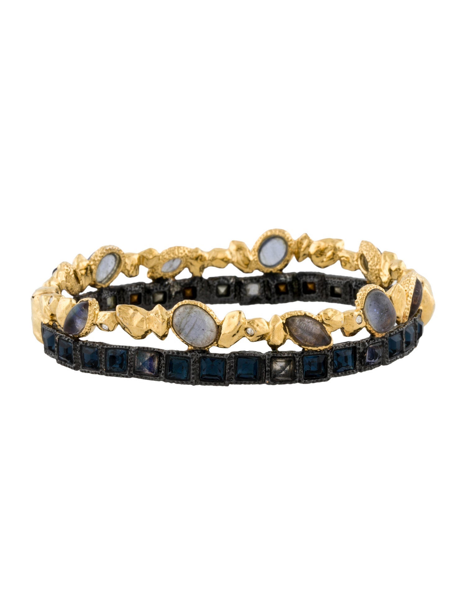 Alexis Bittar Crystal & Multi-Stone Hinged Bangle Bracelet