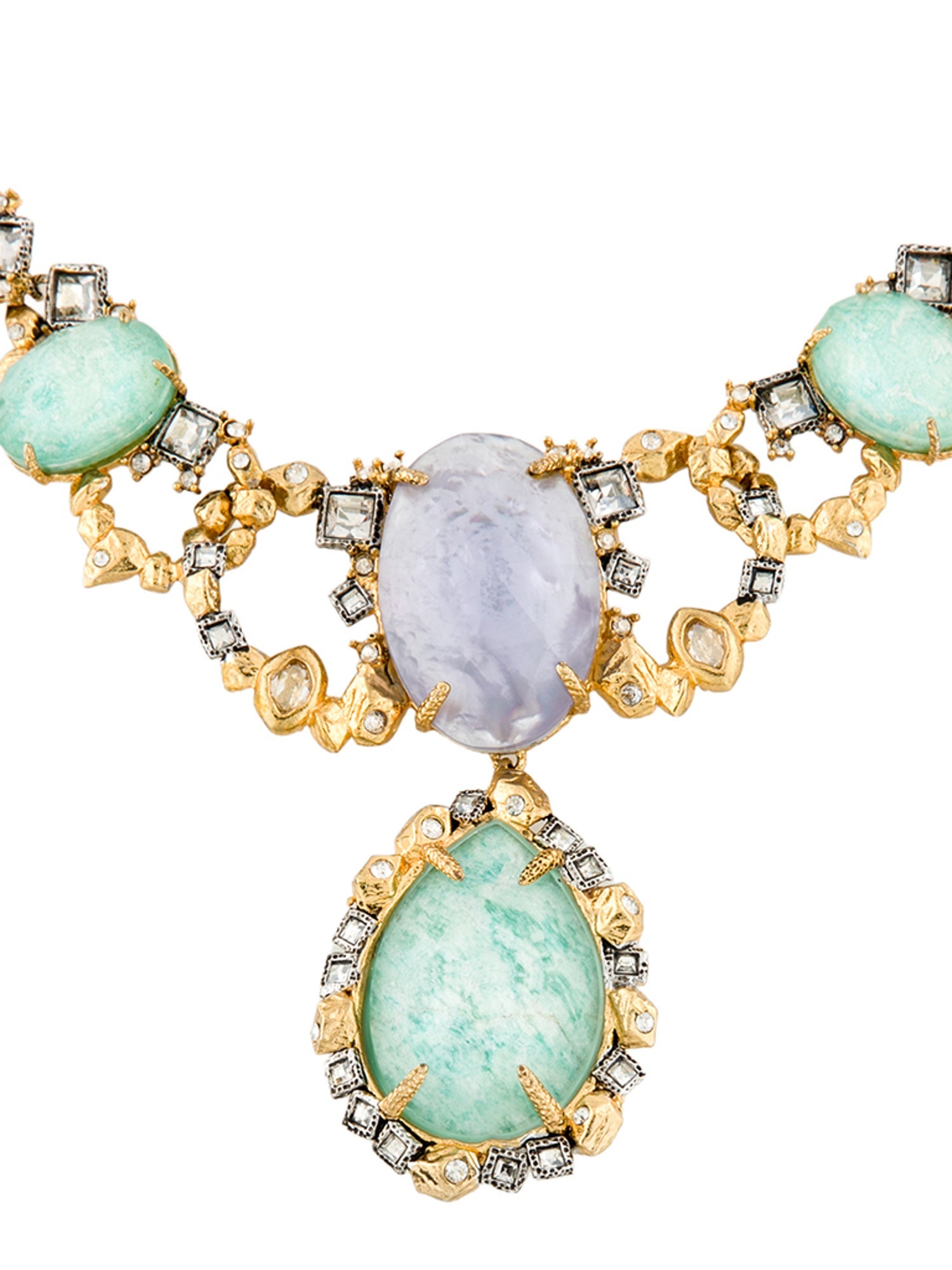 Alexis Bittar Mother Of Pearl & Crystal Collar Necklace