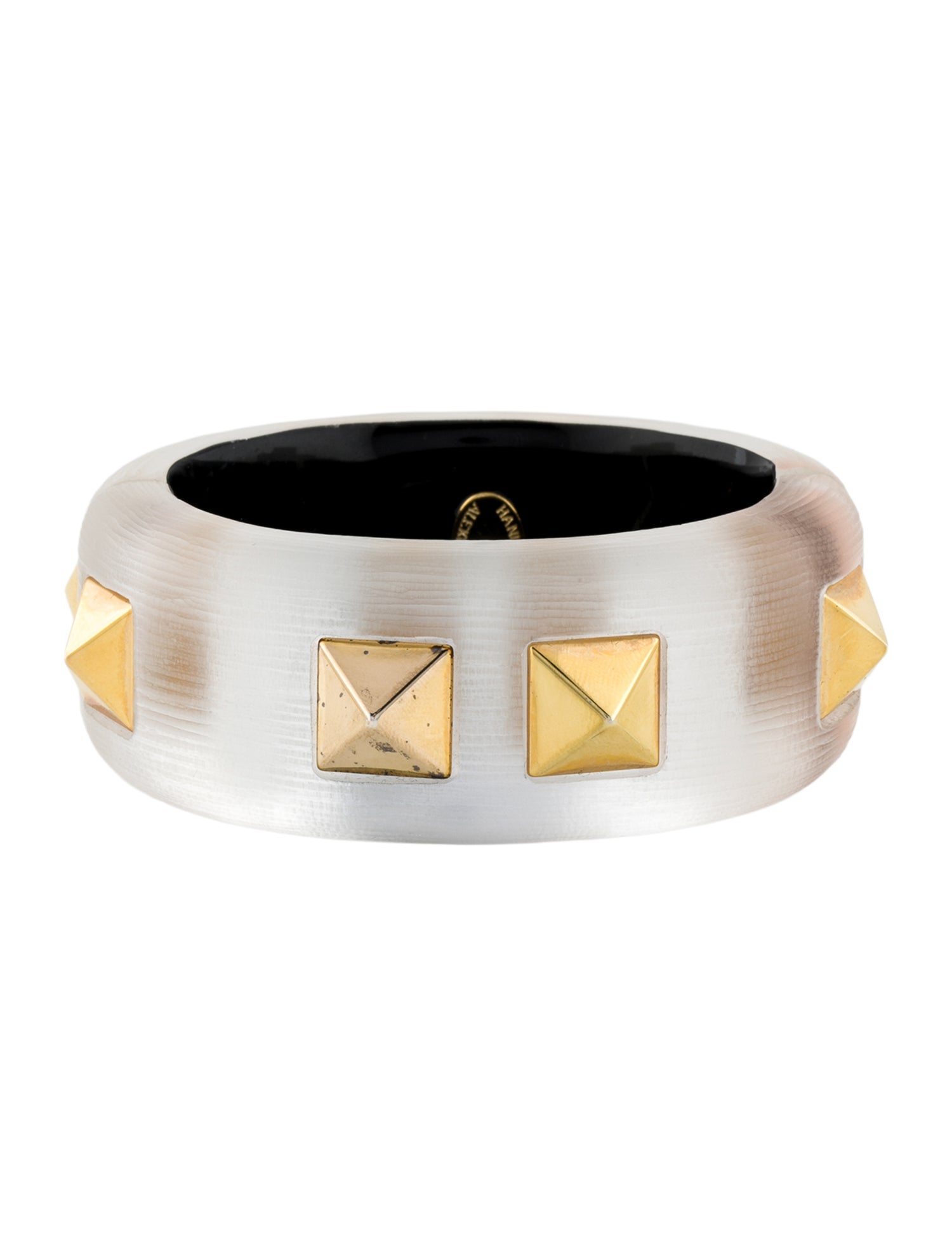 Alexis Bittar Lucite Pyramid Studded Hinged Bangle Bracelet