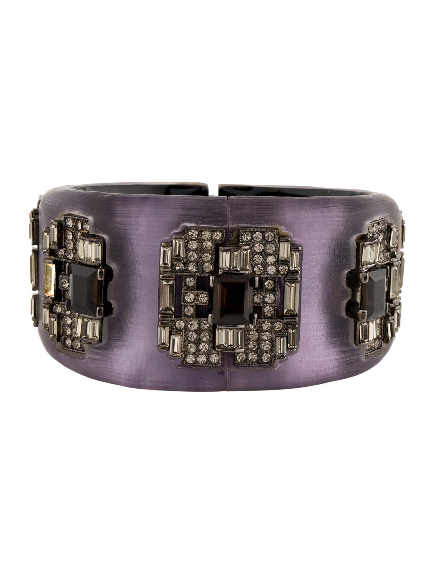 Alexis Bittar Lucite & Crystal Hinged Bangle Bracelet