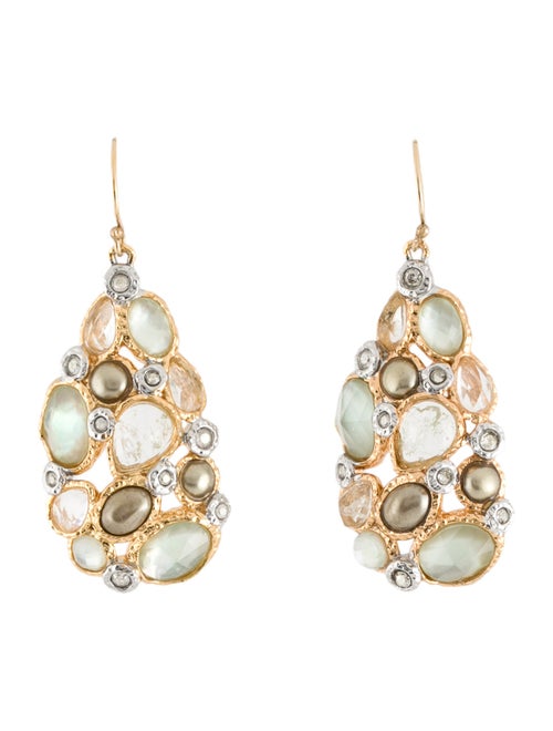 Alexis Bittar Crystal, Faux Pearl & Mother Of Pearl Doublet Custer Drop Earrings