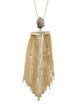 Alexis Bittar Mother of Pearl Doublet & Crystal Studded Tassel Pendant Necklace