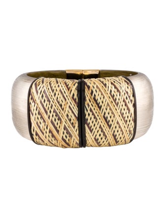 Alexis Bittar Raffia & Lucite Hinged Bangle Bracelet