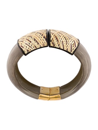 Alexis Bittar Raffia & Lucite Hinged Bangle Bracelet