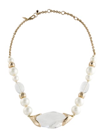 Alexis Bittar Lucite & Faux Pearl Pendant Necklace