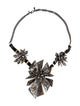 Alexis Bittar Crystal Encrusted, Lucite & Leather Flower Bib Necklace