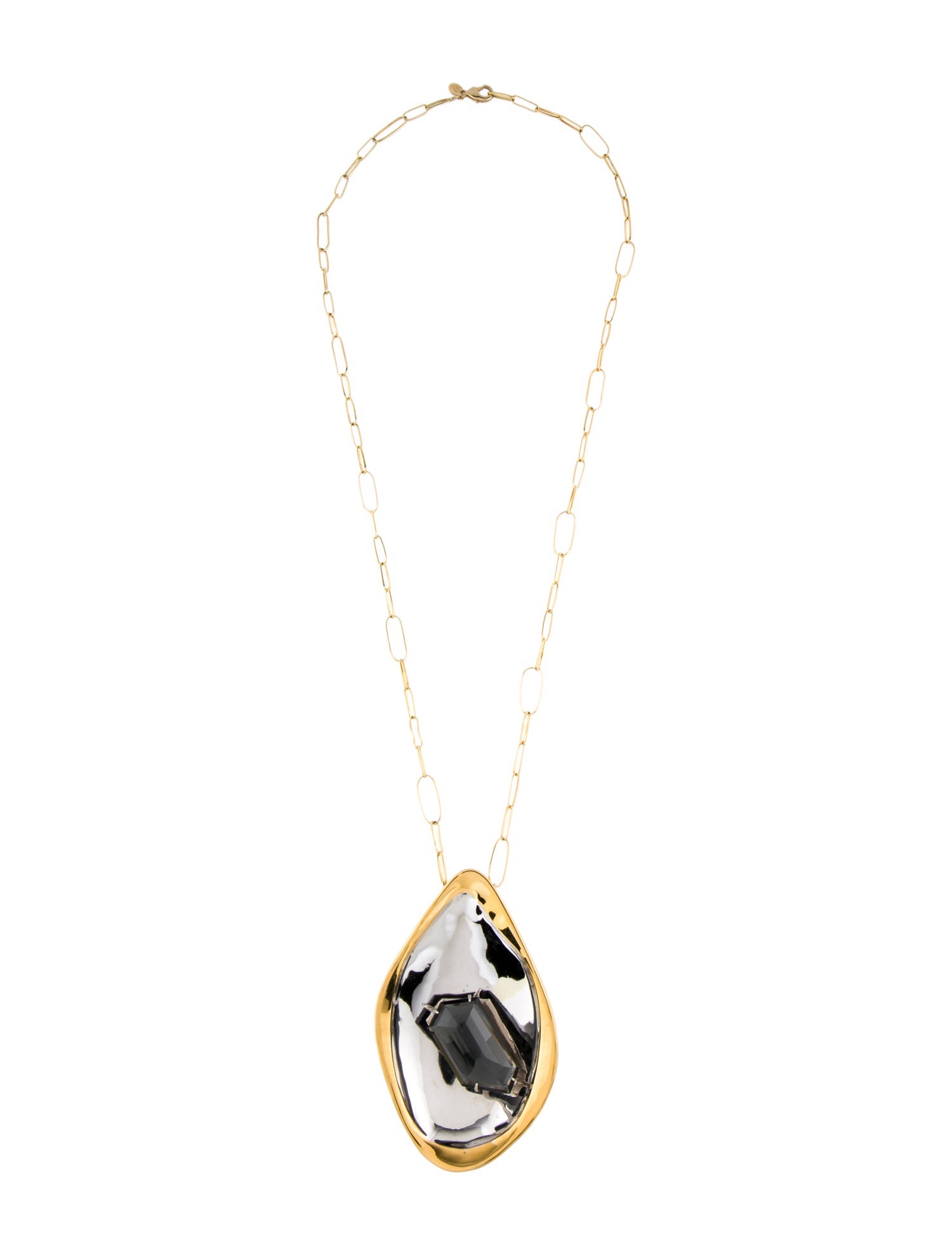 Alexis Bittar Crystal Two-Tone Pendant Necklace