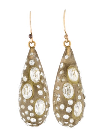 Alexis Bittar Lucite & Crystal Encrusted Dust Dew Drop Earrings