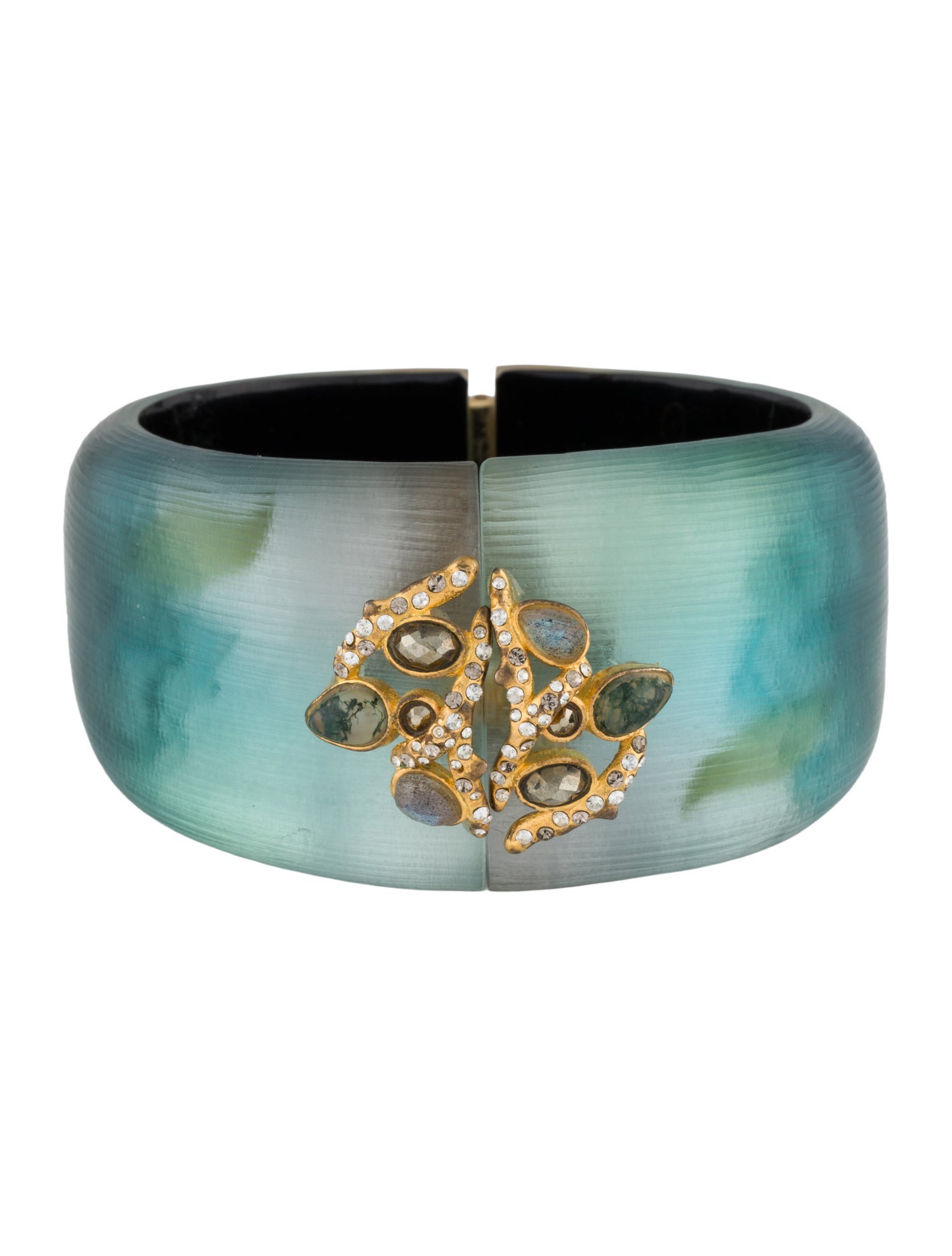 Alexis Bittar Lucite & Crystal Hinged Bangle
