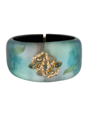 Alexis Bittar Lucite & Crystal Hinged Bangle