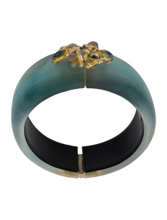 Alexis Bittar Lucite & Crystal Hinged Bangle