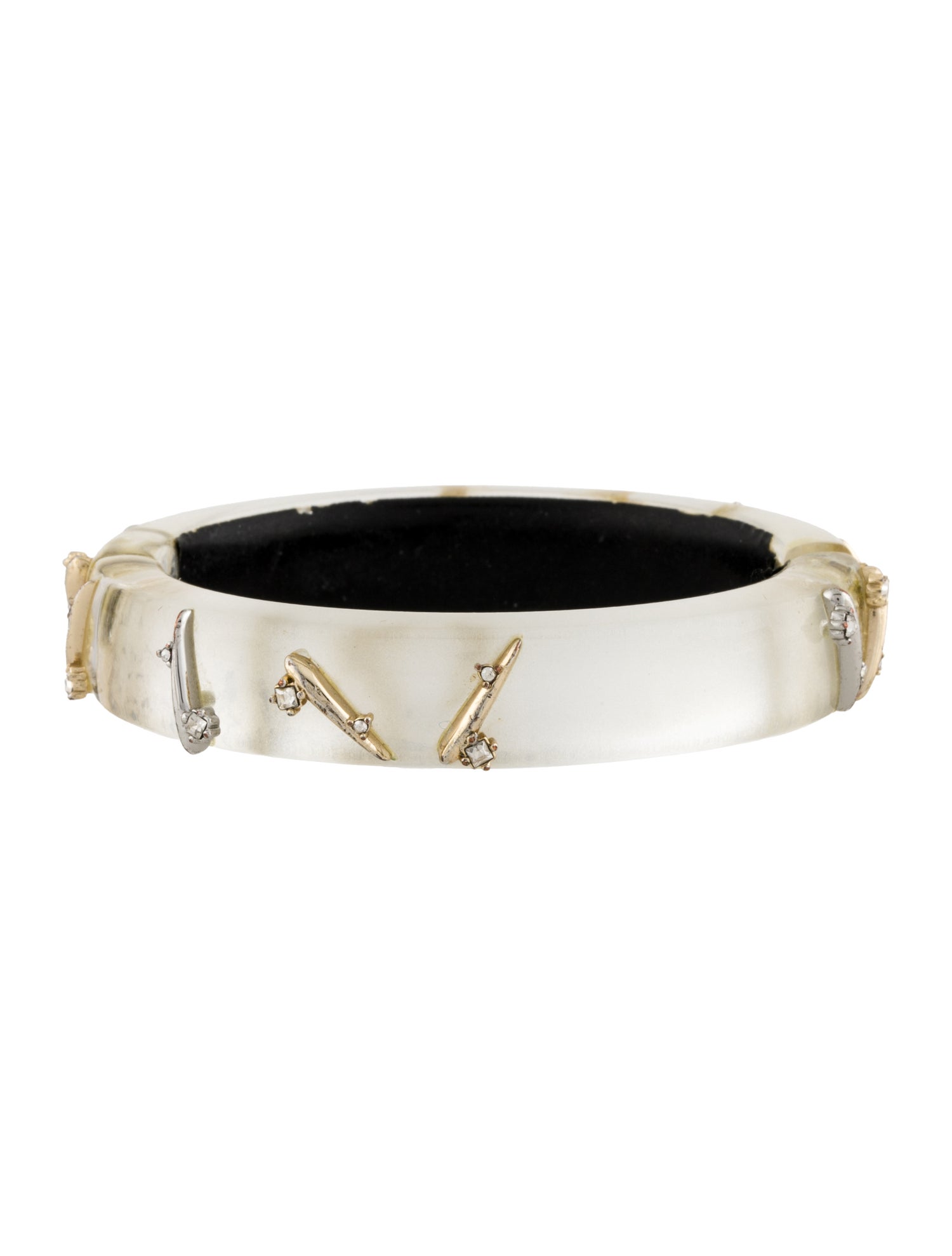 Alexis Bittar Crystal & Lucite Hinge Bangle Bracelet