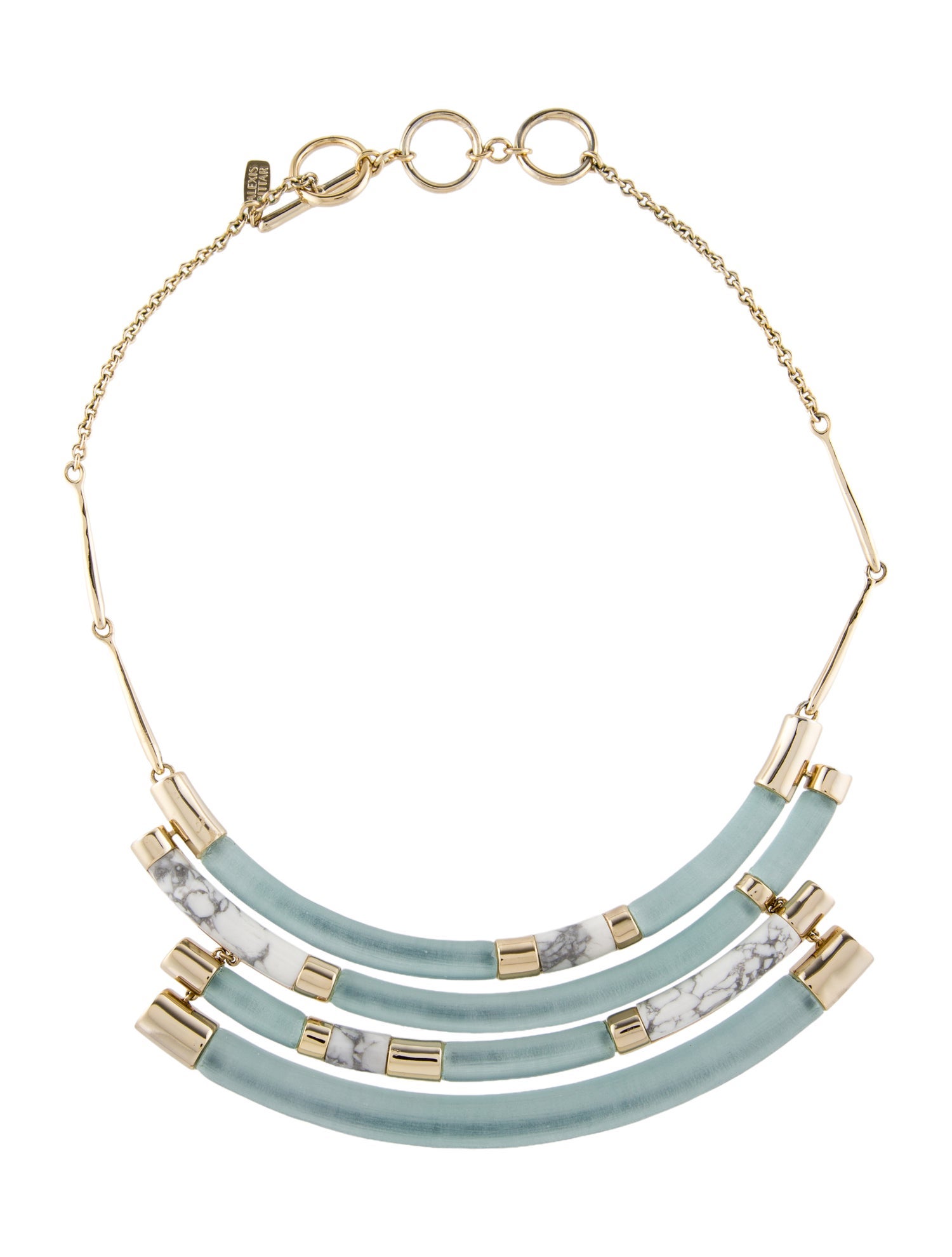 Alexis Bittar Lucite Color Block Crescent Bib Necklace