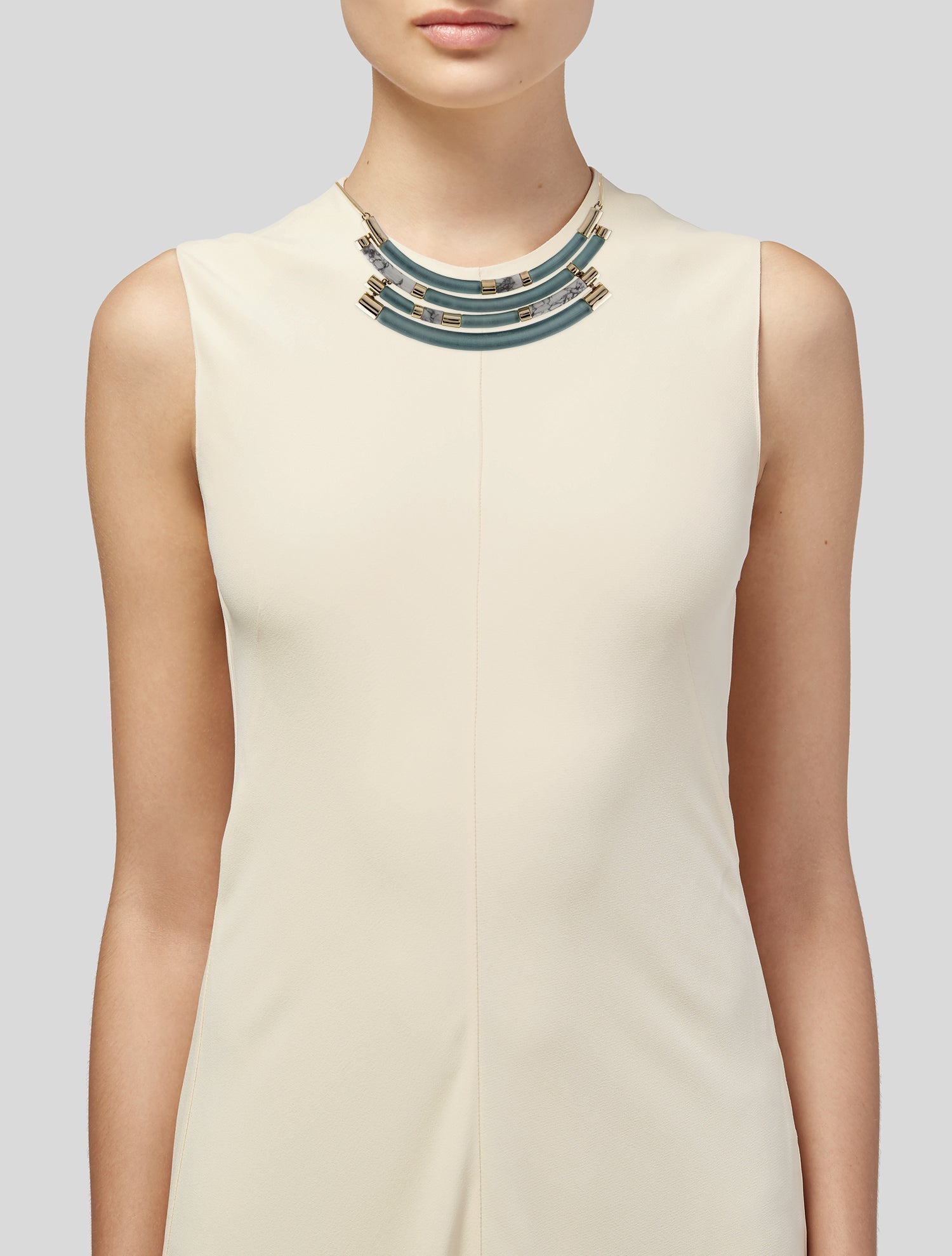 Alexis Bittar Lucite Color Block Crescent Bib Necklace