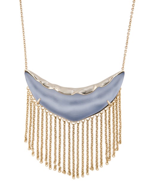Alexis Bittar Lucite Fringe Crescent Pendant Necklace