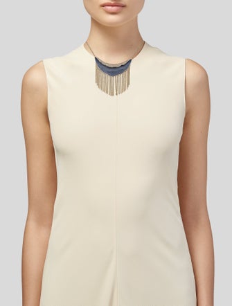 Alexis Bittar Lucite Fringe Crescent Pendant Necklace