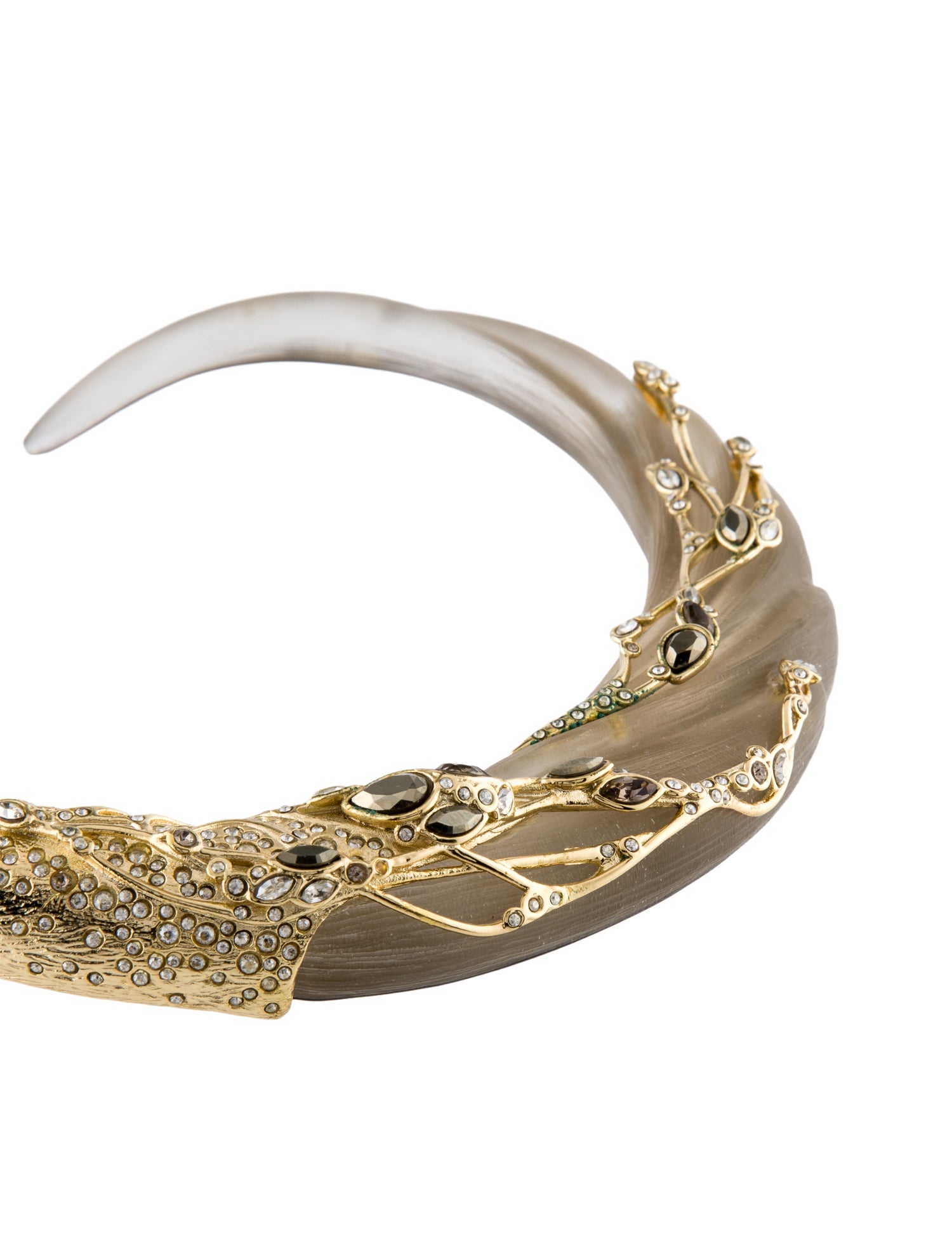Alexis Bittar Lucite & Crystal Swan Collar Necklace