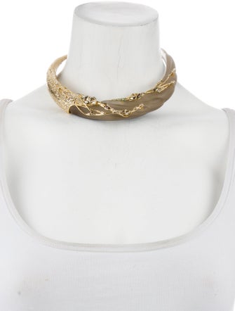 Alexis Bittar Lucite & Crystal Swan Collar Necklace