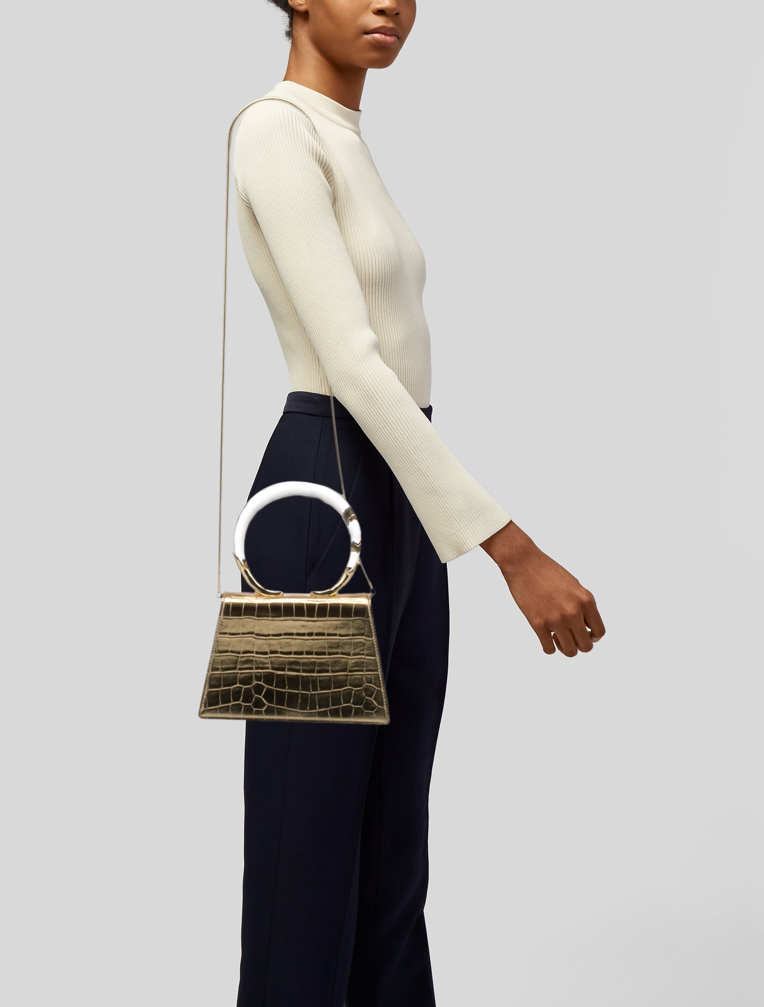 Alexis Bittar Embossed Leather Top Handle Bag