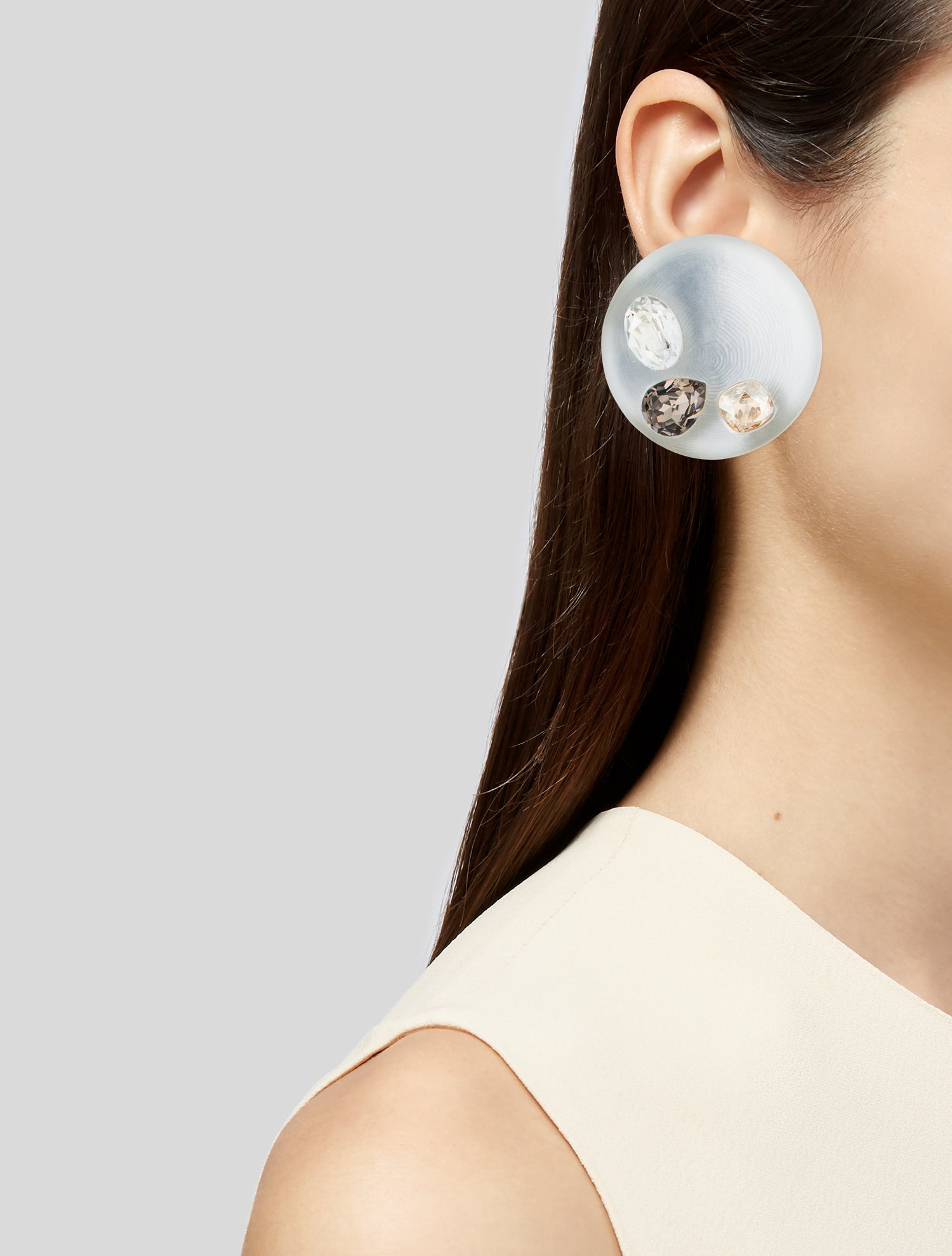 Alexis Bittar Lucite & Crystal Statement Clip-On Earrings