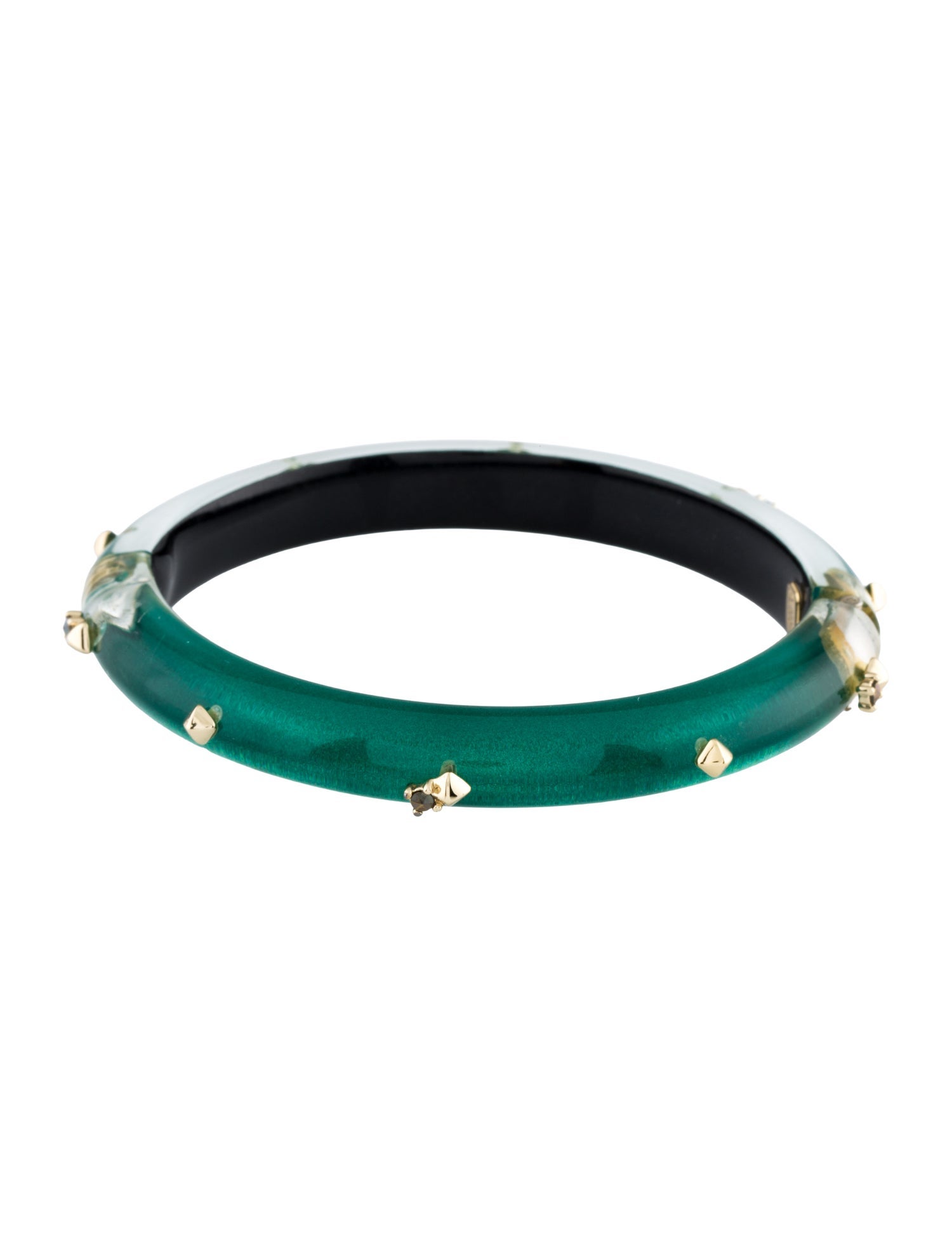 Alexis Bittar Lucite & Crystal Geo Stud Hinged Bangle Bracelet