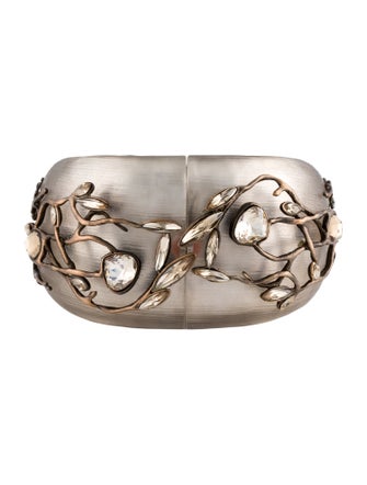 Alexis Bittar Lucite & Crystal Vine Hinged Bangle