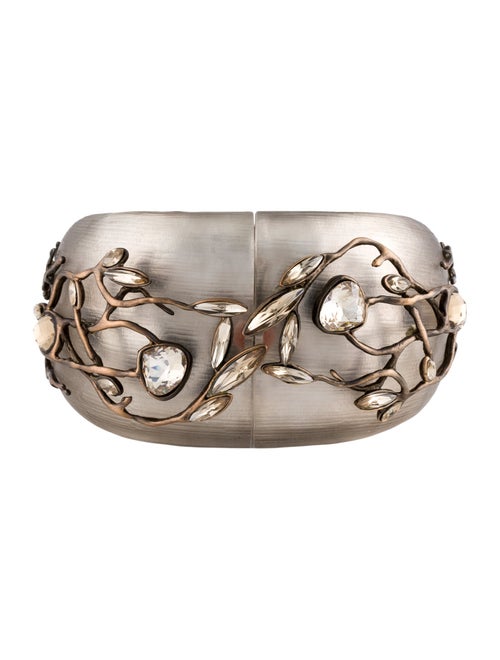 Alexis Bittar Lucite & Crystal Vine Hinged Bangle
