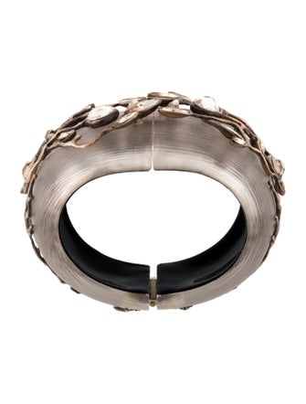 Alexis Bittar Lucite & Crystal Vine Hinged Bangle
