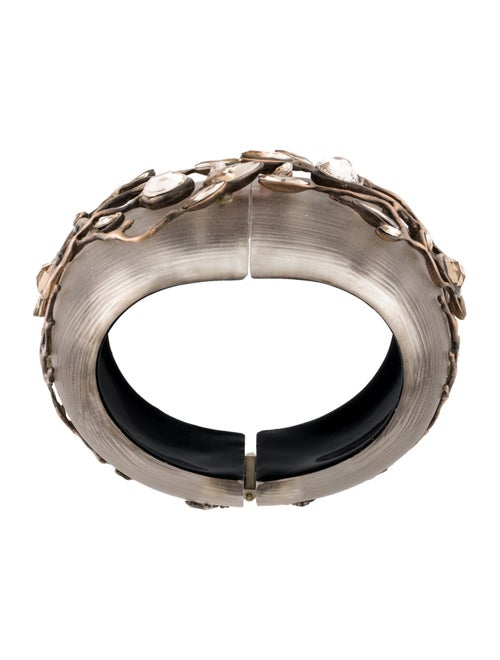 Alexis Bittar Lucite & Crystal Vine Hinged Bangle