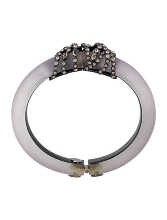 Alexis Bittar Lucite & Crystal Hinged Bangle Bracelet