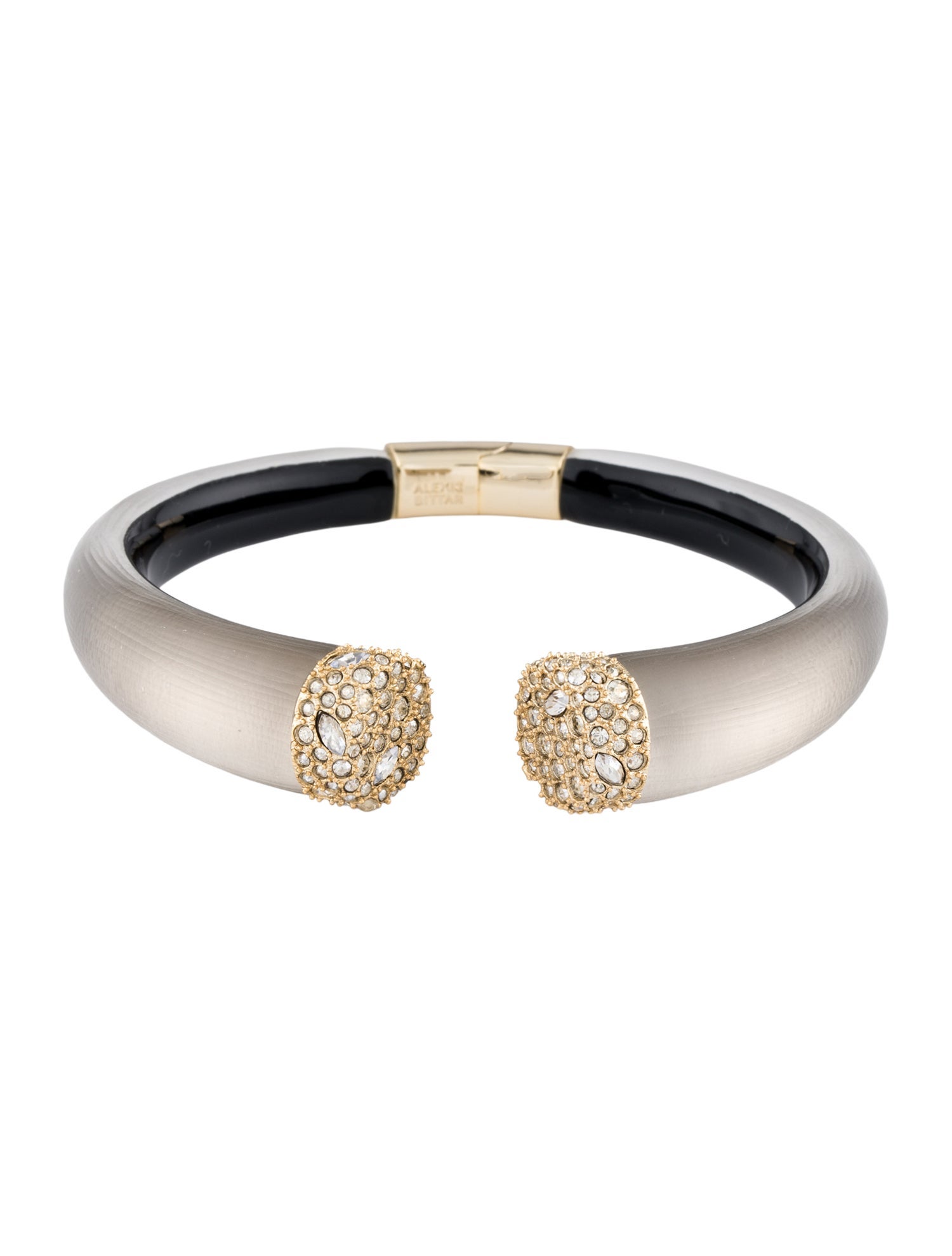 Alexis Bittar Lucite & Crystal End Cap Hinged Cuff