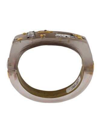 Alexis Bittar Crystal & Lucite Hinged Bangle Bracelet