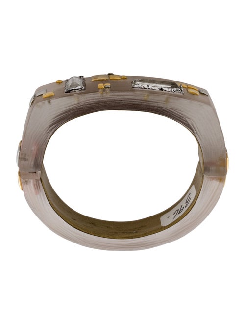 Alexis Bittar Crystal & Lucite Hinged Bangle Bracelet