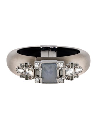Alexis Bittar Lucite & Crystal Hinged Bangle Bracelet