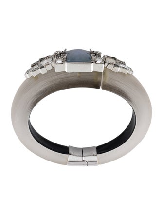 Alexis Bittar Lucite & Crystal Hinged Bangle Bracelet