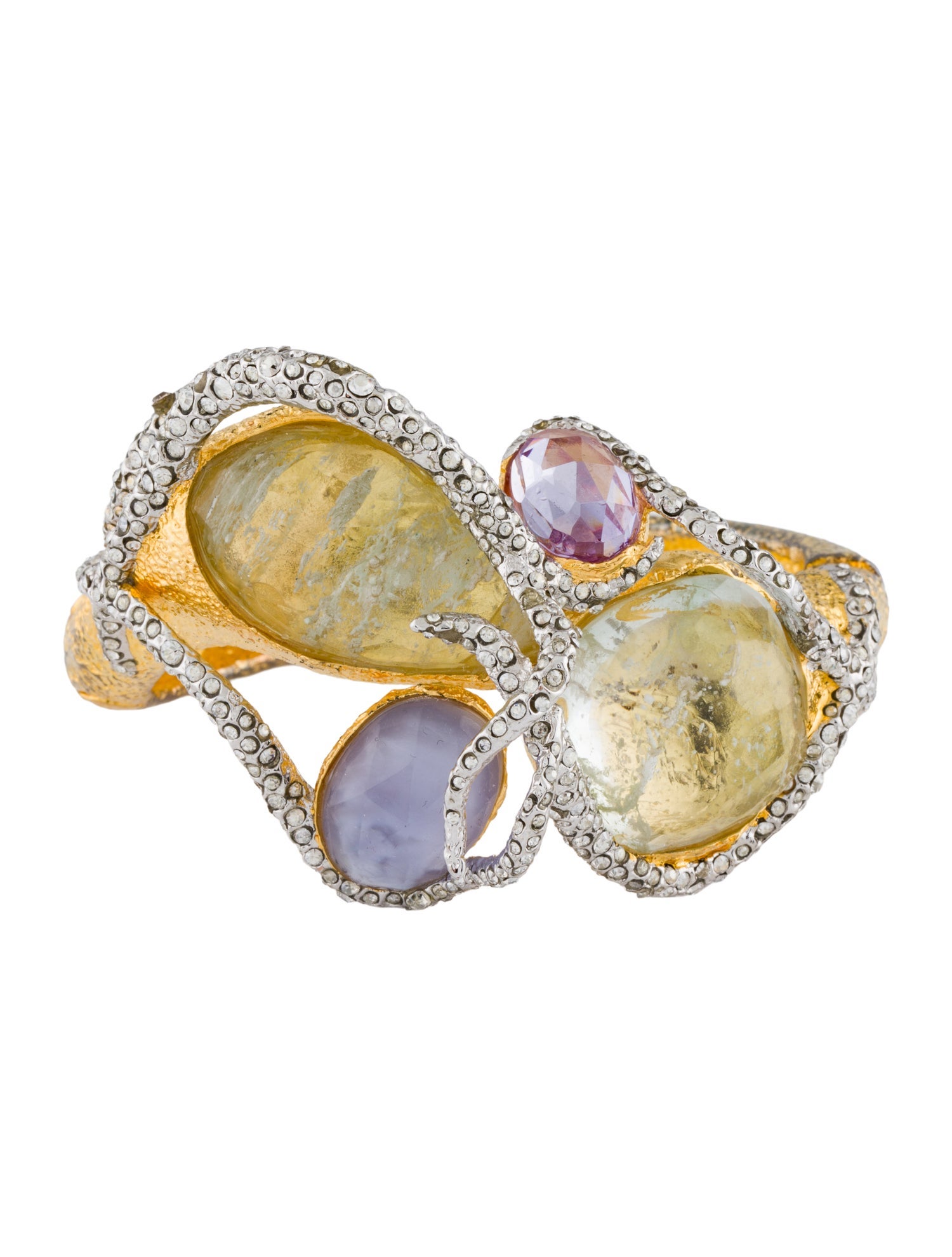 Alexis Bittar Multistone & Crystal Hinged Bangle Bracelet
