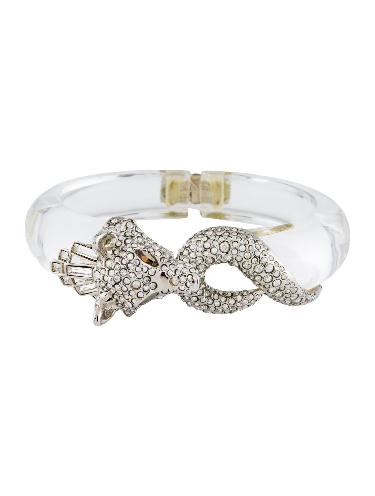 Alexis Bittar Lucite & Crystal Fox Hinged Bangle