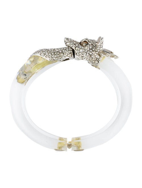 Alexis Bittar Lucite & Crystal Fox Hinged Bangle