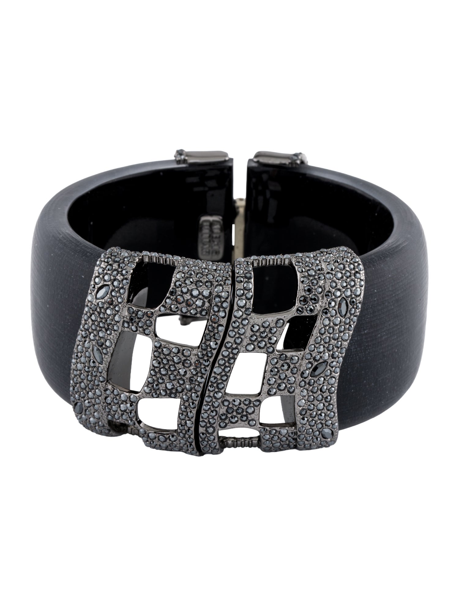 Alexis Bittar Crystal Checkerboard Hinged Bangle Bracelet