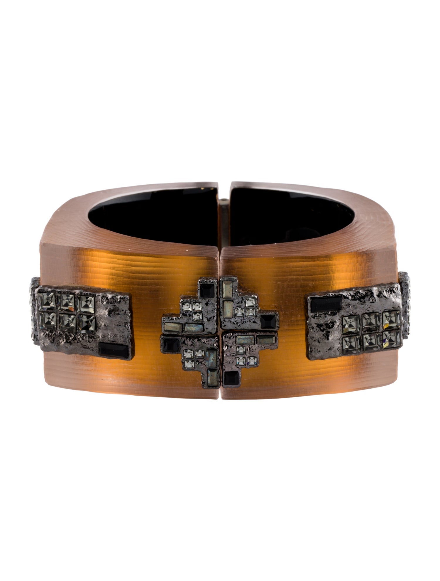 Alexis Bittar Crystal & Lucite Hinged Bangle Bracelet