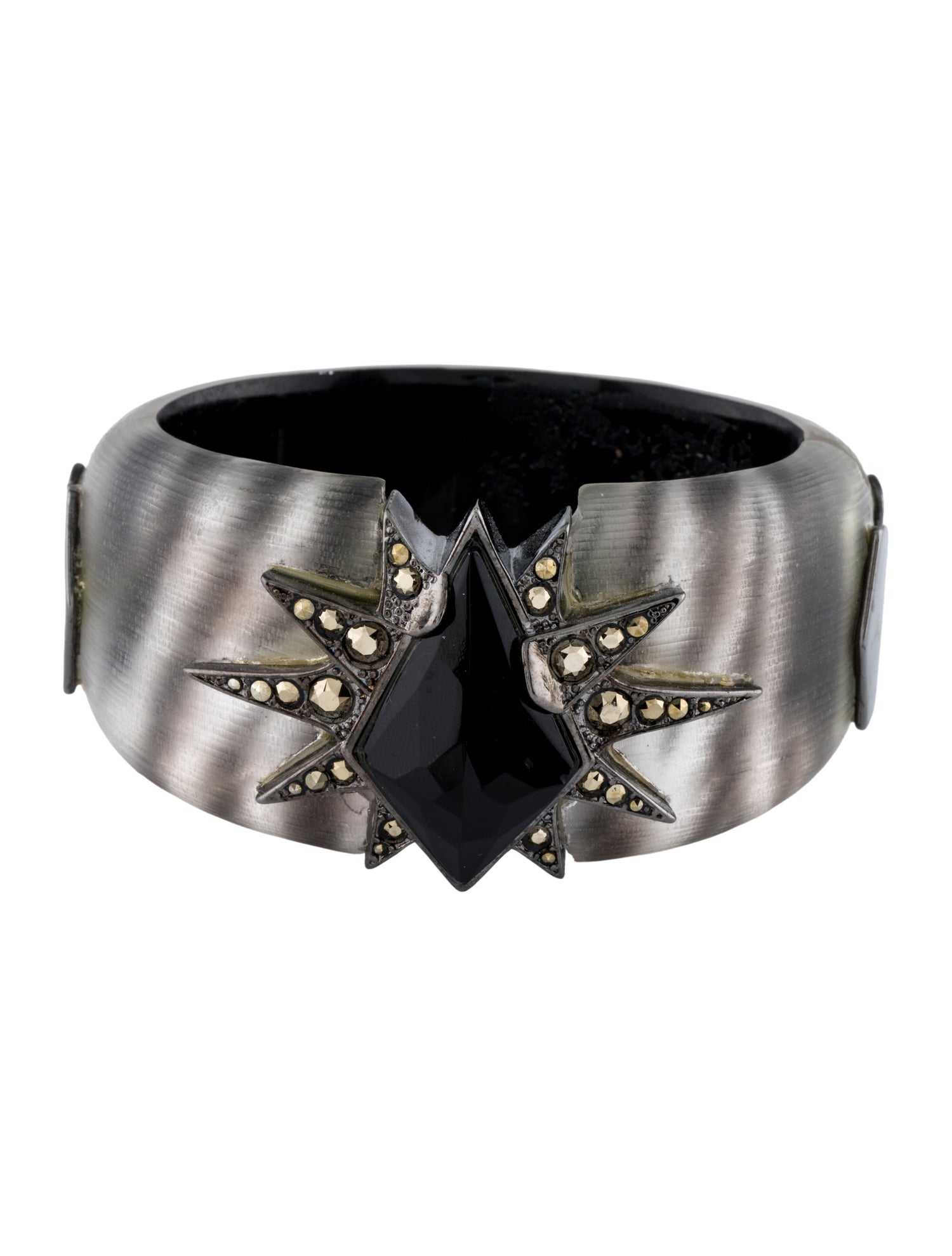 Alexis Bittar Crystal & Lucite Hinged Bangle Bracelet