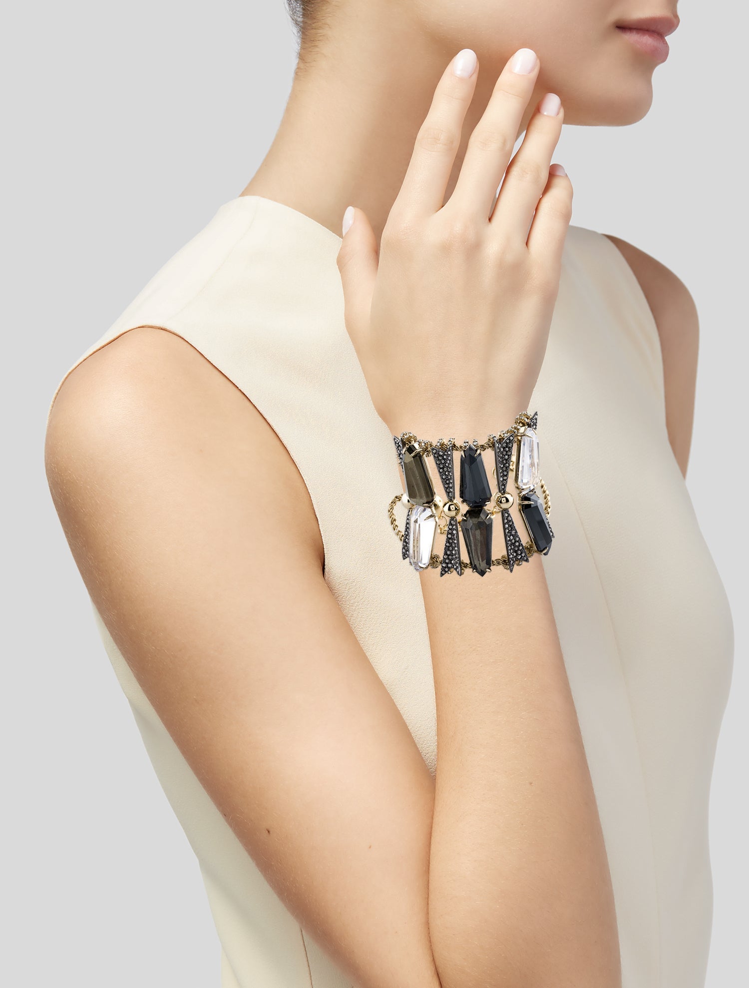 Alexis Bittar Crystal Encrusted Fancy Shield Soft Bracelet